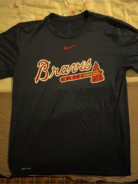 Nike Team MLB  Size M Blue Atlanta Braves T-shirt Logo